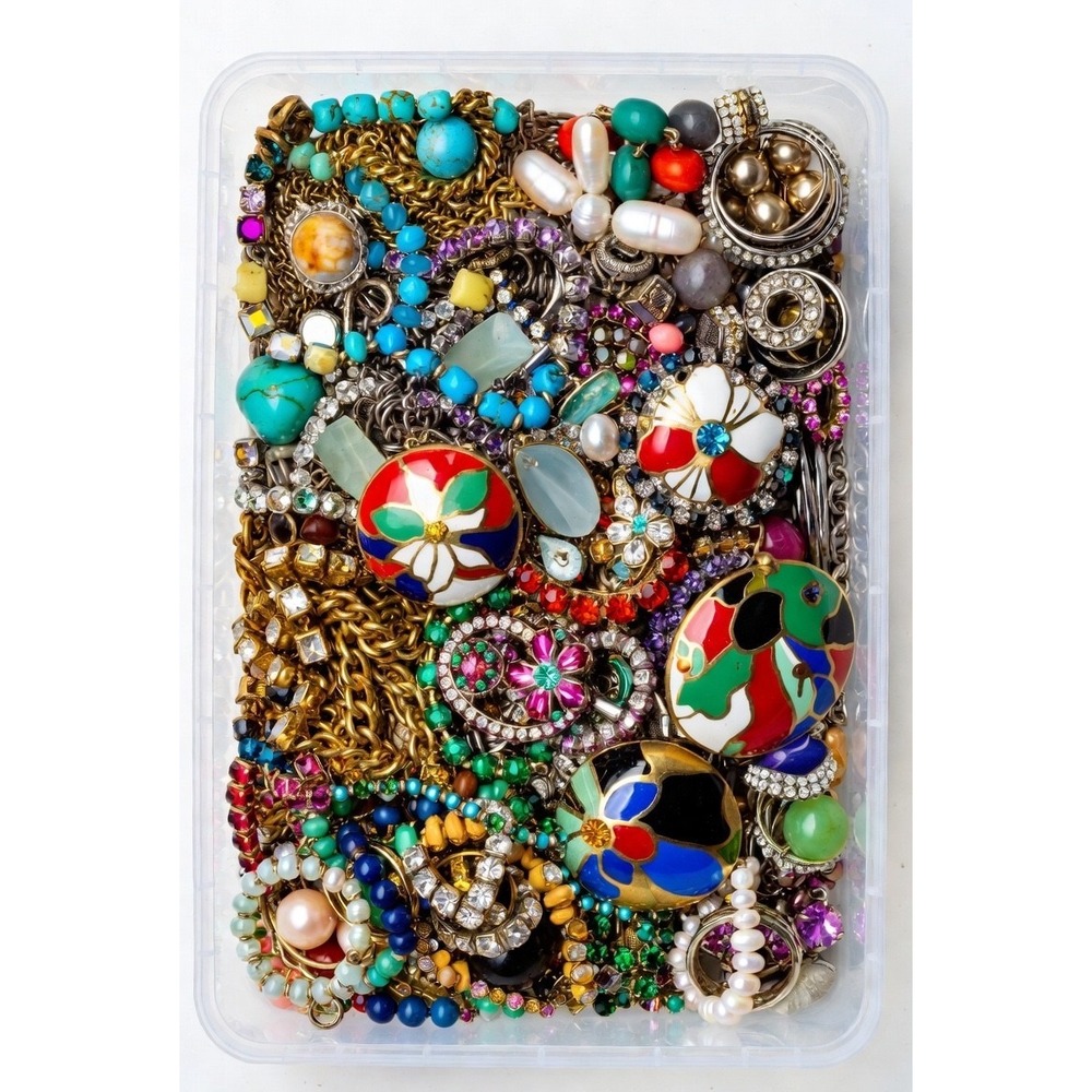 5 LB Vintage to Now Costume Jewelry Lot Tangled Unsearched Junk Craft Resell VTG